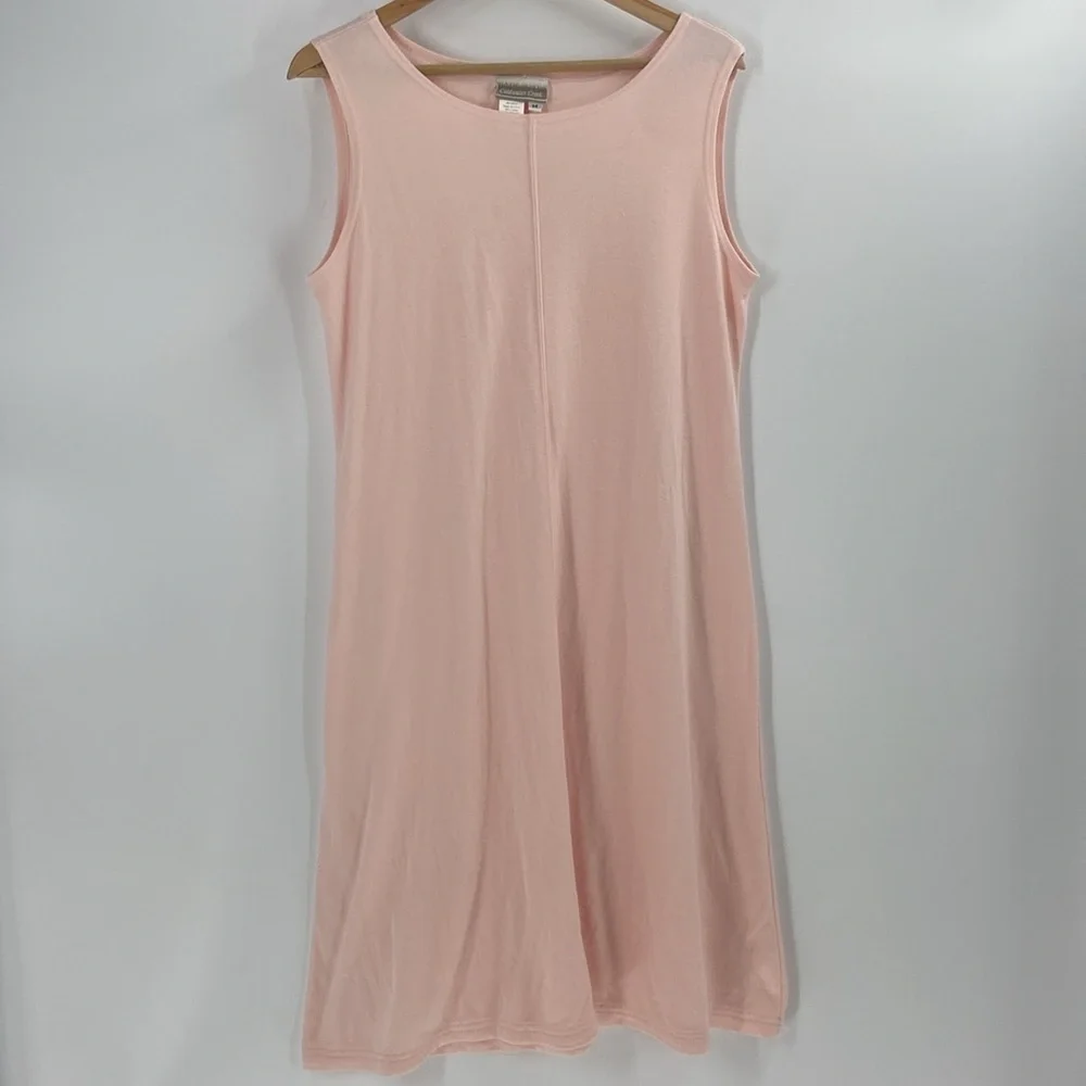 Coldwater Creek soft pink cotton blend  shift dress sleeveless summer womens